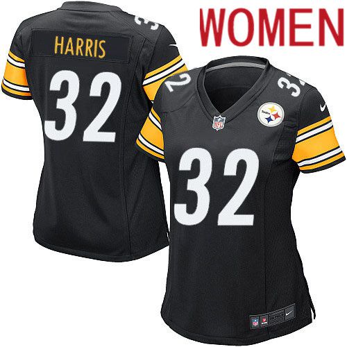 Women Pittsburgh Steelers #32 Franco Harris Nike Black Game Player NFL Jersey->women nfl jersey->Women Jersey